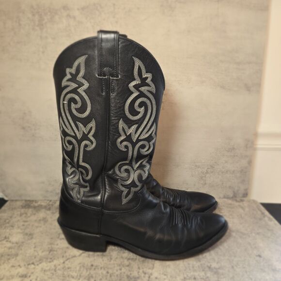 Classic Justin 1409 Black Leather London Calf Western Boots Men\'s Size 11 B